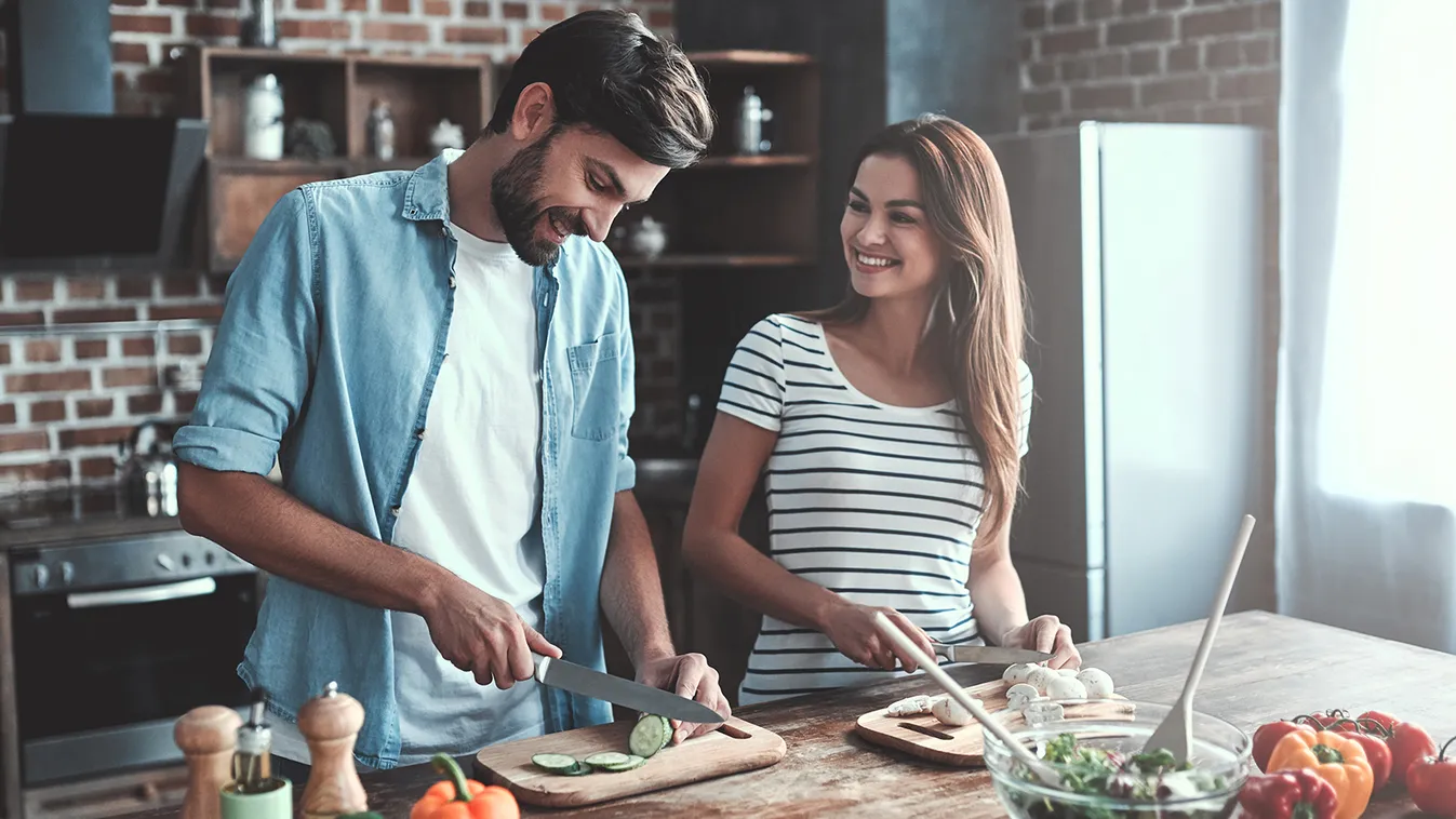 Romantic,Couple,Is,Cooking,On,Kitchen.,Handsome,Man,And,Attractive love,handsome,prepare,couple,lunch,cut,salad,woman,young,boyfrie Romantic couple is cooking on kitchen. Handsome man and attractive young woman are having fun together while making salad. 