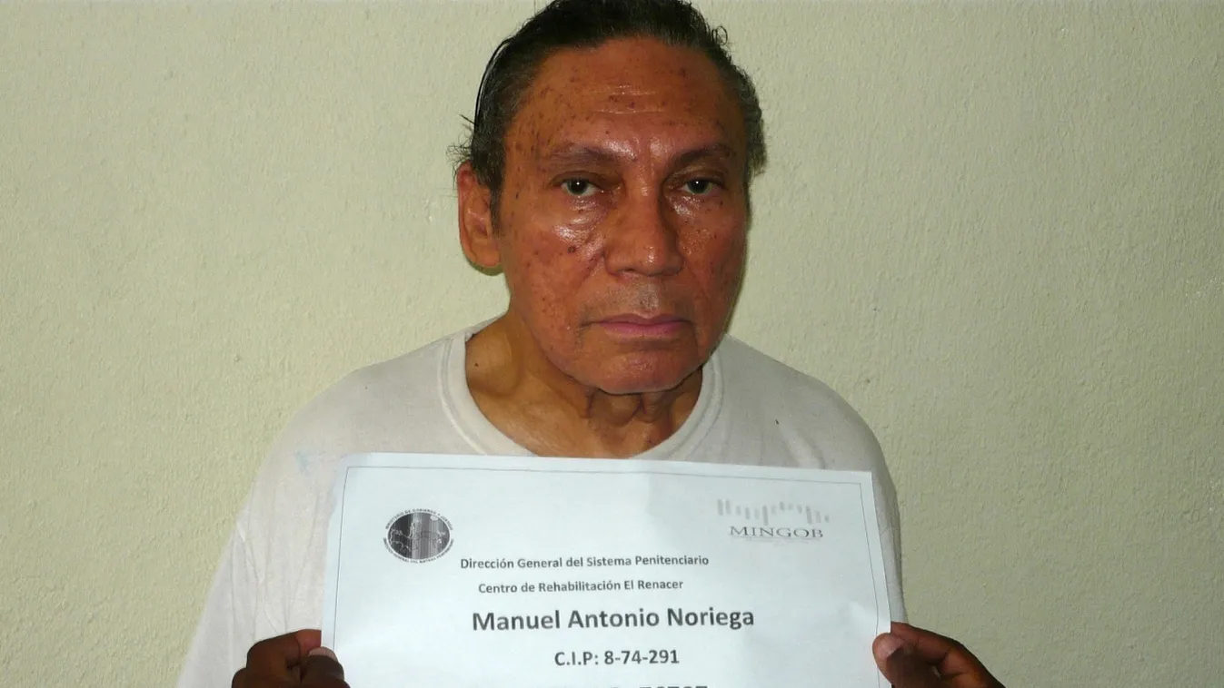 Horizontal PERSON-POLITICS DICTATOR PORTRAIT PRISONER PRISON EXTRADITION (FILES) This handout file photo released on December 14, 2011 by Panama's Ministry of Government shows former Panamanian dictator Manuel Noriega having his mug shot being taken at El