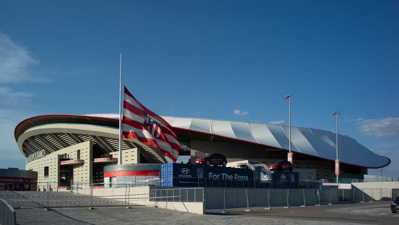 Atletico Madrid with flag at half-mast  NurPhoto General News Covid-19 Coronavirus FLAG Atletico Madrid Soccer Club 