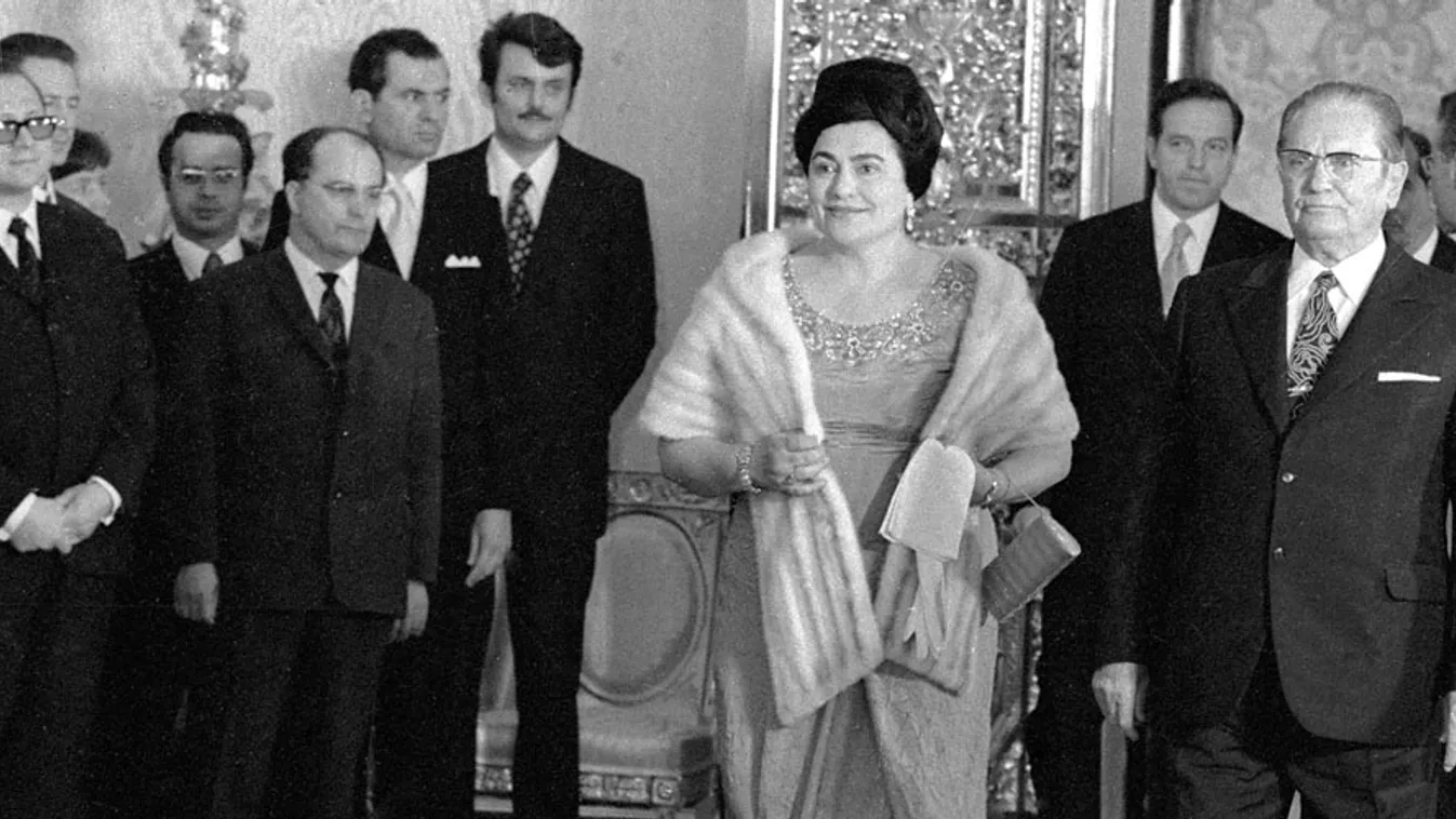 Josip Broz Tito, jugoszláv elnökés felesége Jovanka Broz egy moszkvai látogatáson