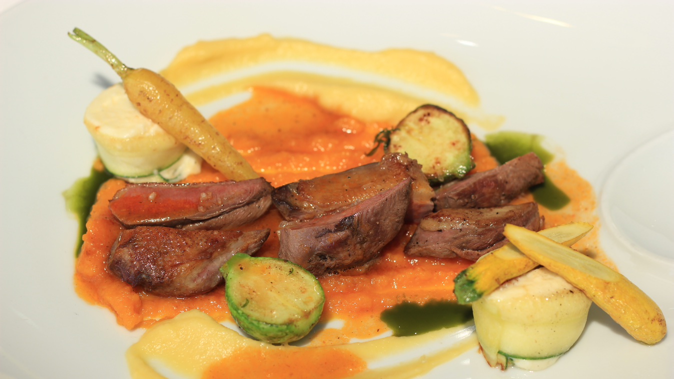 Ropogós galambmell zöldség textúrákkal – Mirage étterem, Hajdúszoboszló 