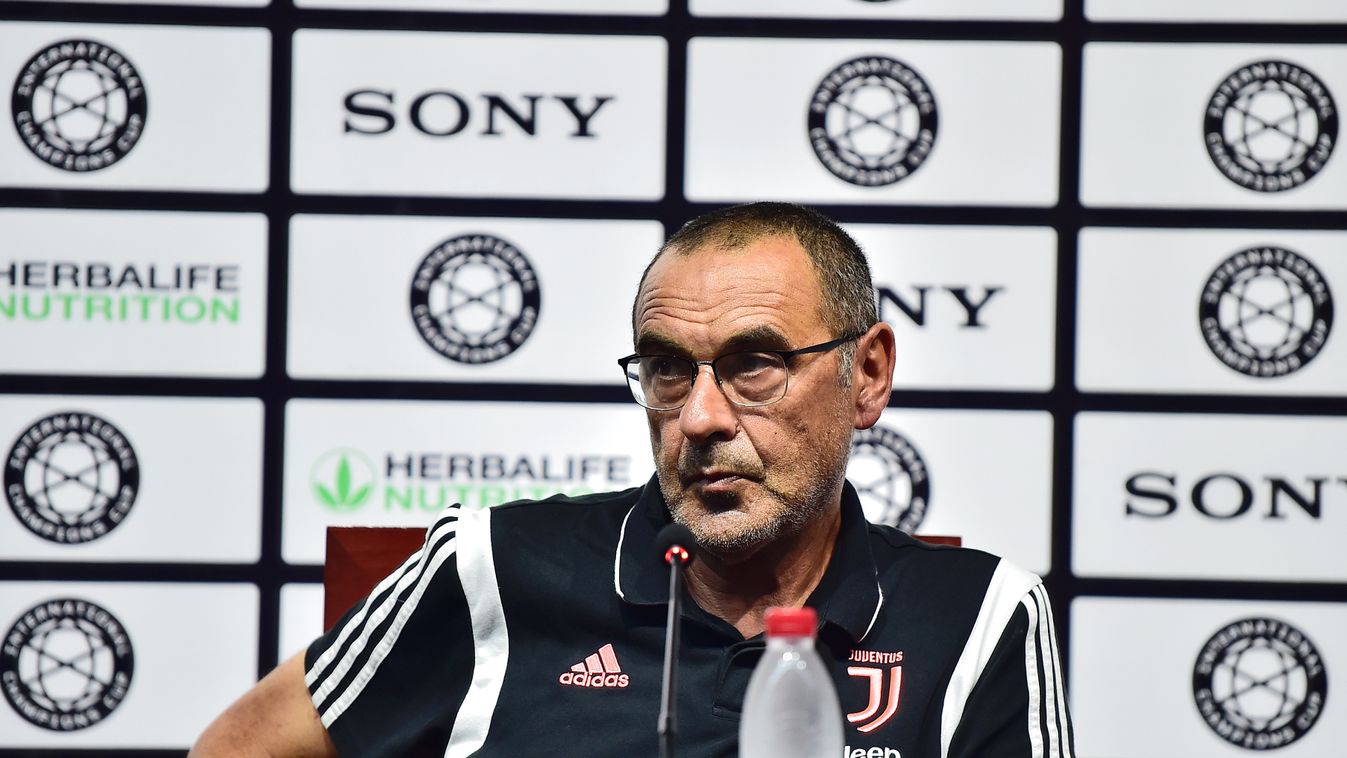 Ex-Chelsea boss Sarri loses temper with Chinese reporters over their obsession with his 60-a-day smoking habit China Chinese Jiangsu Nanjing 2019 international champions cup football soccer Juventus FC Inter Milan tournament 