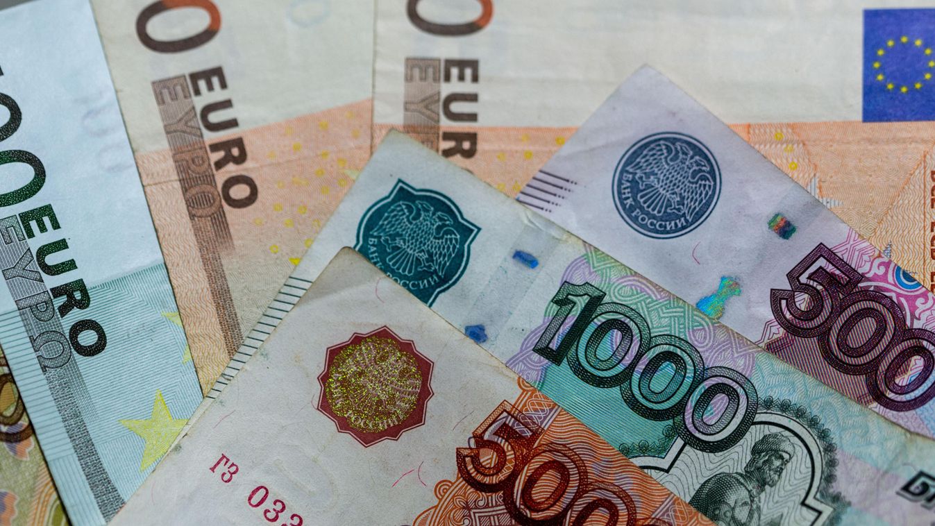 Rubel euro pénz bankjegyek 
