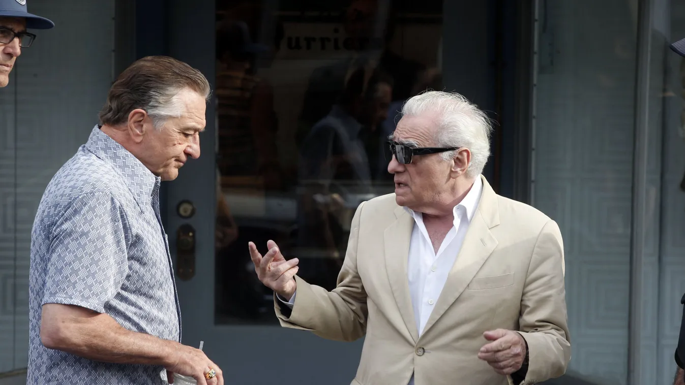 Robert De Niro és Martin Scorsese a The Irishman forgatásán 