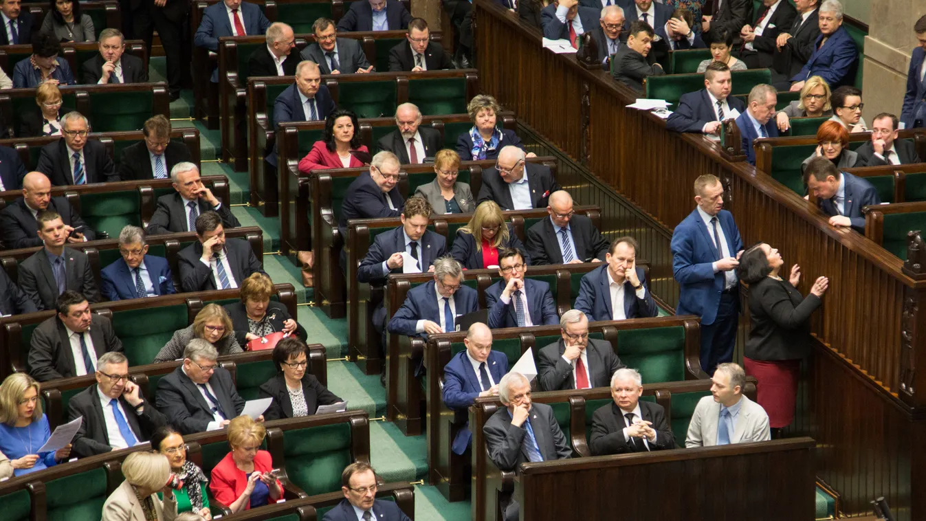 14th Session of the Polish Parliament  POLAND warsaw nurphoto Polish Parliament POLITICS GOVERNMENT Jaroslaw Kaczynski Kaczynski SQUARE FORMAT 