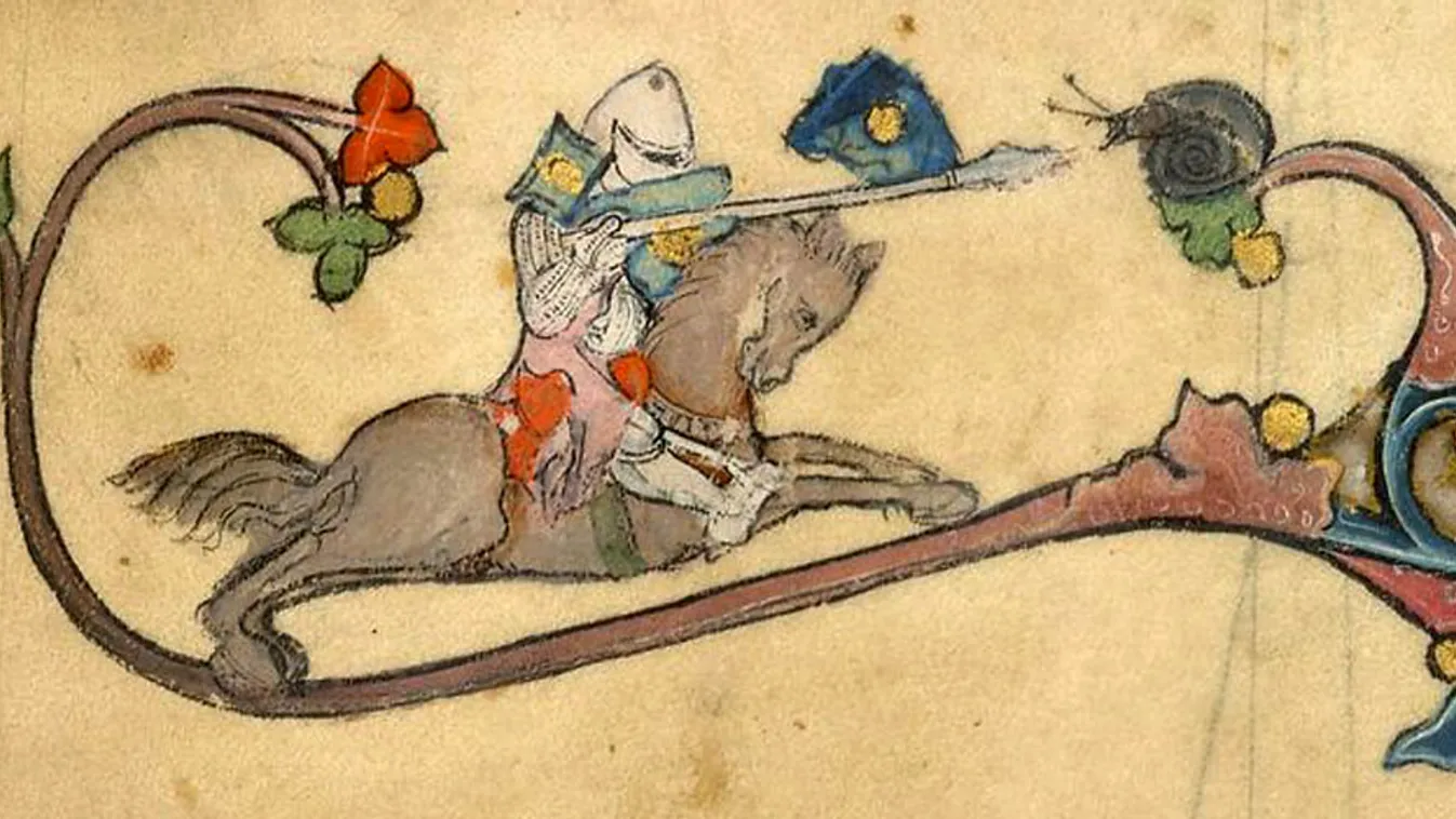 Csigákkal küzdő középkori lovagok, csigás miniaturák francia és angol kódexek lapjain 