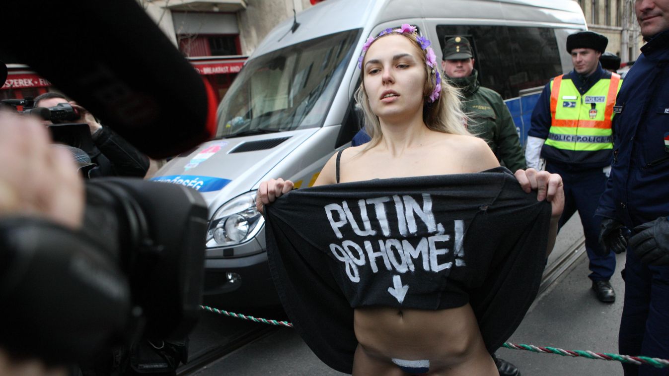 ukrán Femen aktivista, Putyin, Budapest 