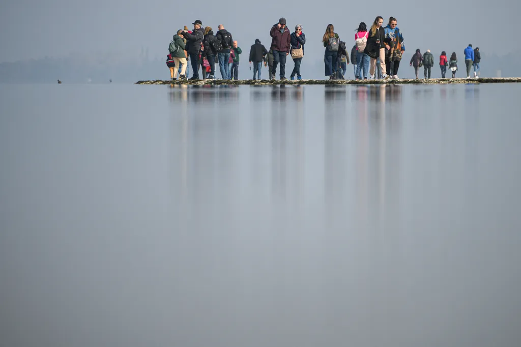 aszály, Pó folyó, Garda tó,  Olaszország, szárazság, 