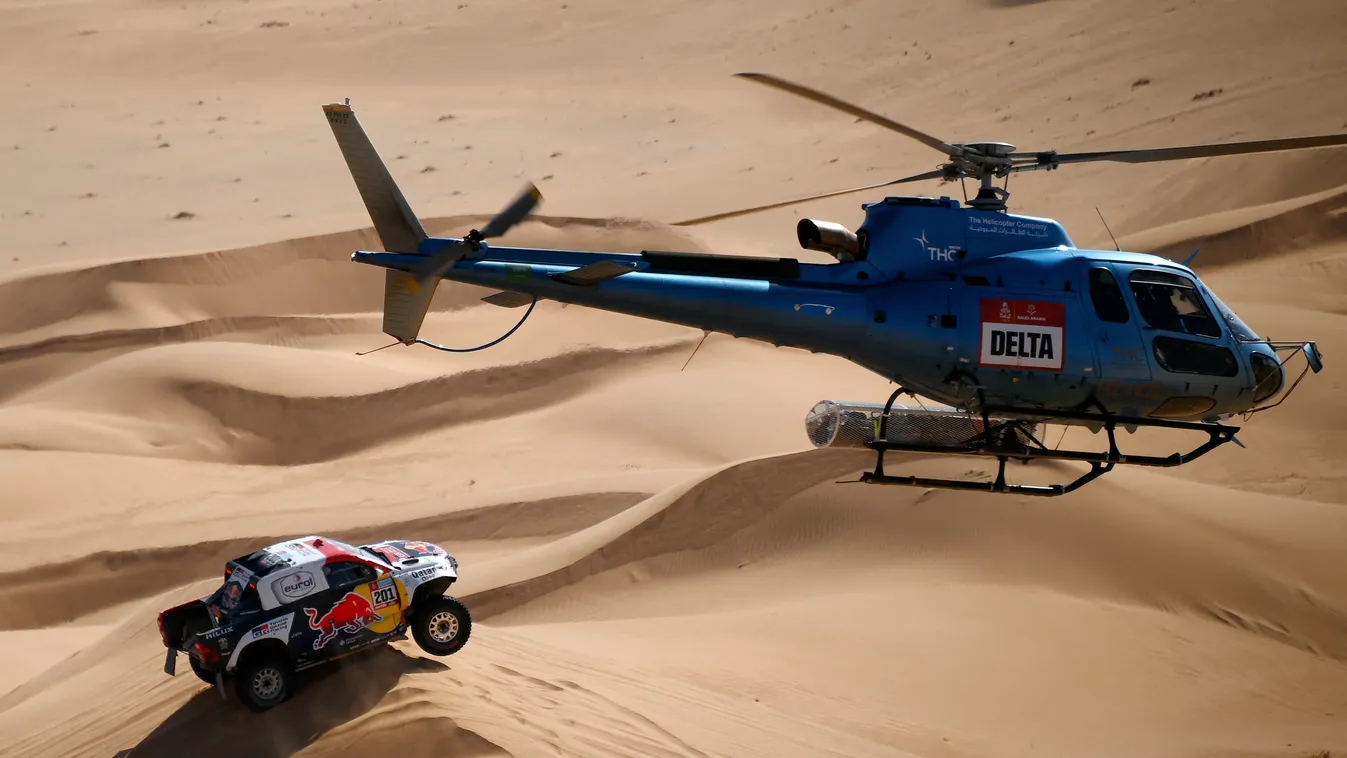 Horizontal PARIS DAKAR RALLY DESERT SAND DUNE AERIAL VIEW HELICOPTER 