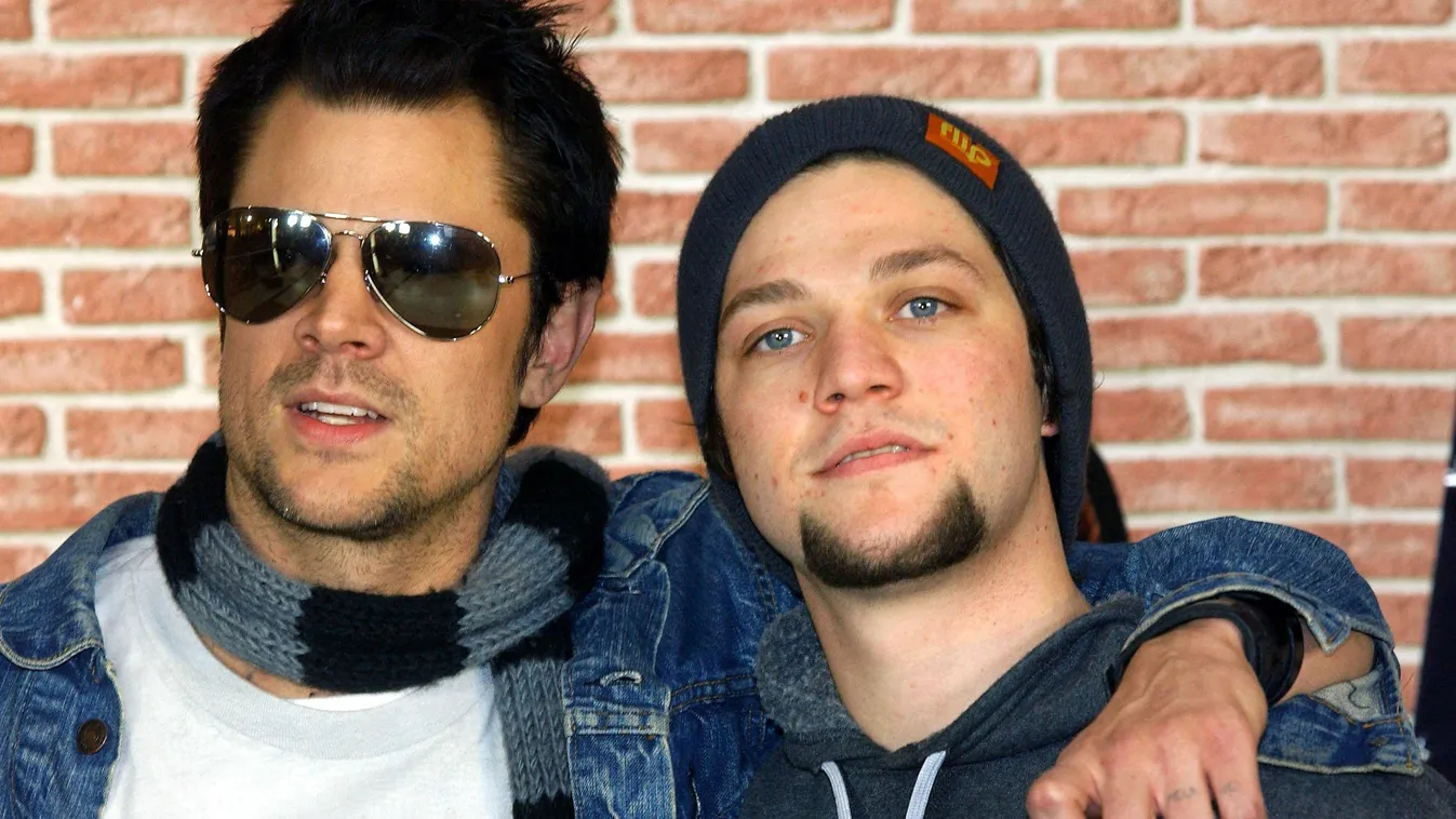 Johnny Knoxville and Bam Margera in Germany ACE Arts-Culture-Entertainment Celebrities Cinema GERMANY:DEU group jacket sun_glasses Horizontal HAT 