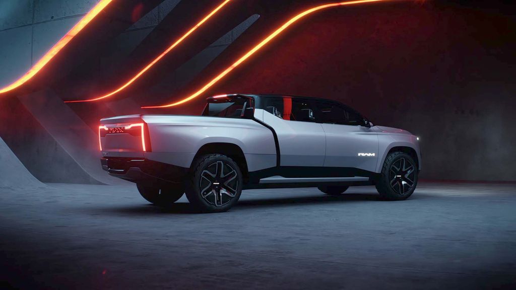 Ram 1500 Revolution Battery-electric Vehicle (BEV) Concept front three-quarters 