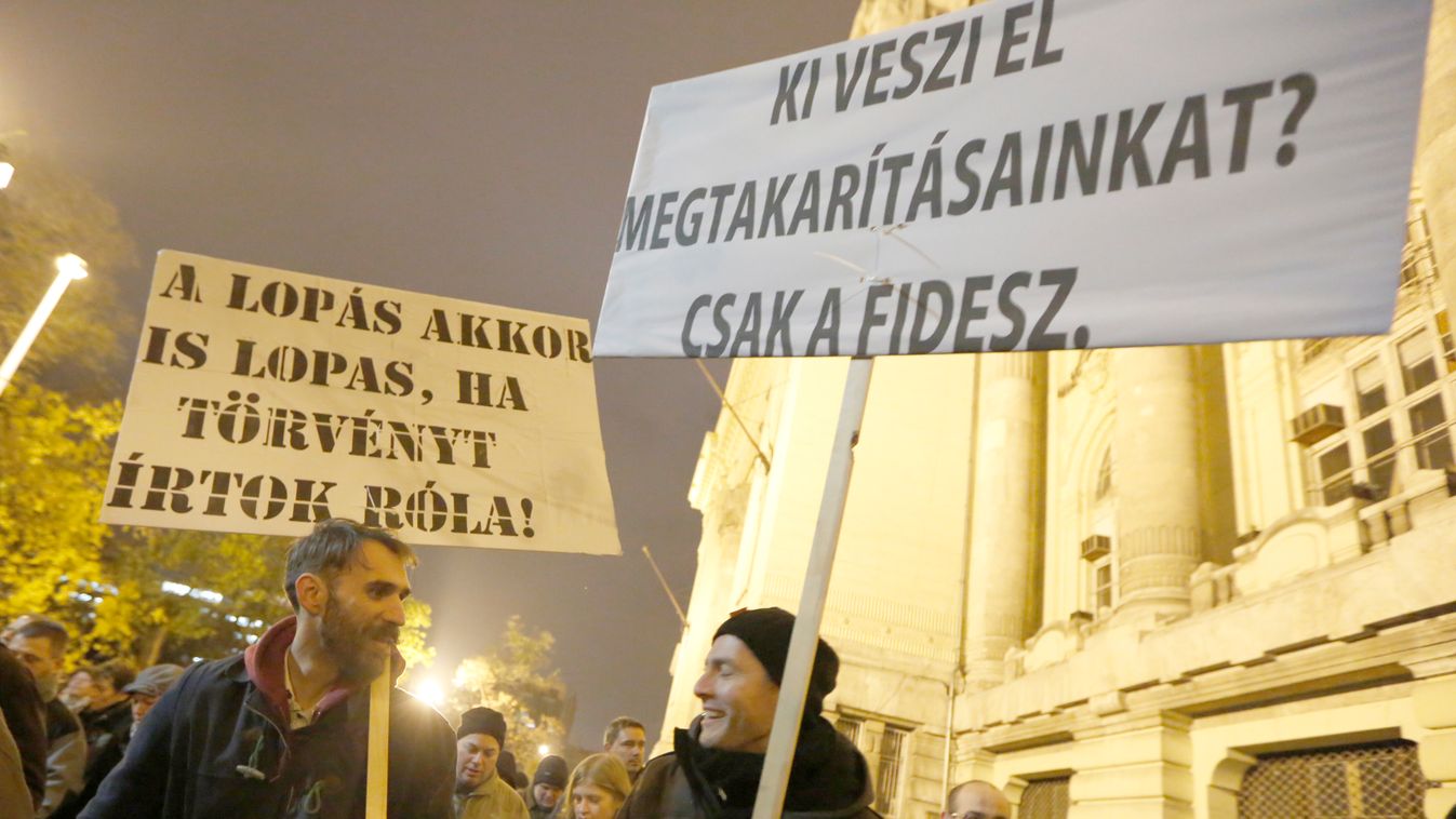 magánnyugdíjpénztár tüntetés 2014.11.25. Vágó Gábor 