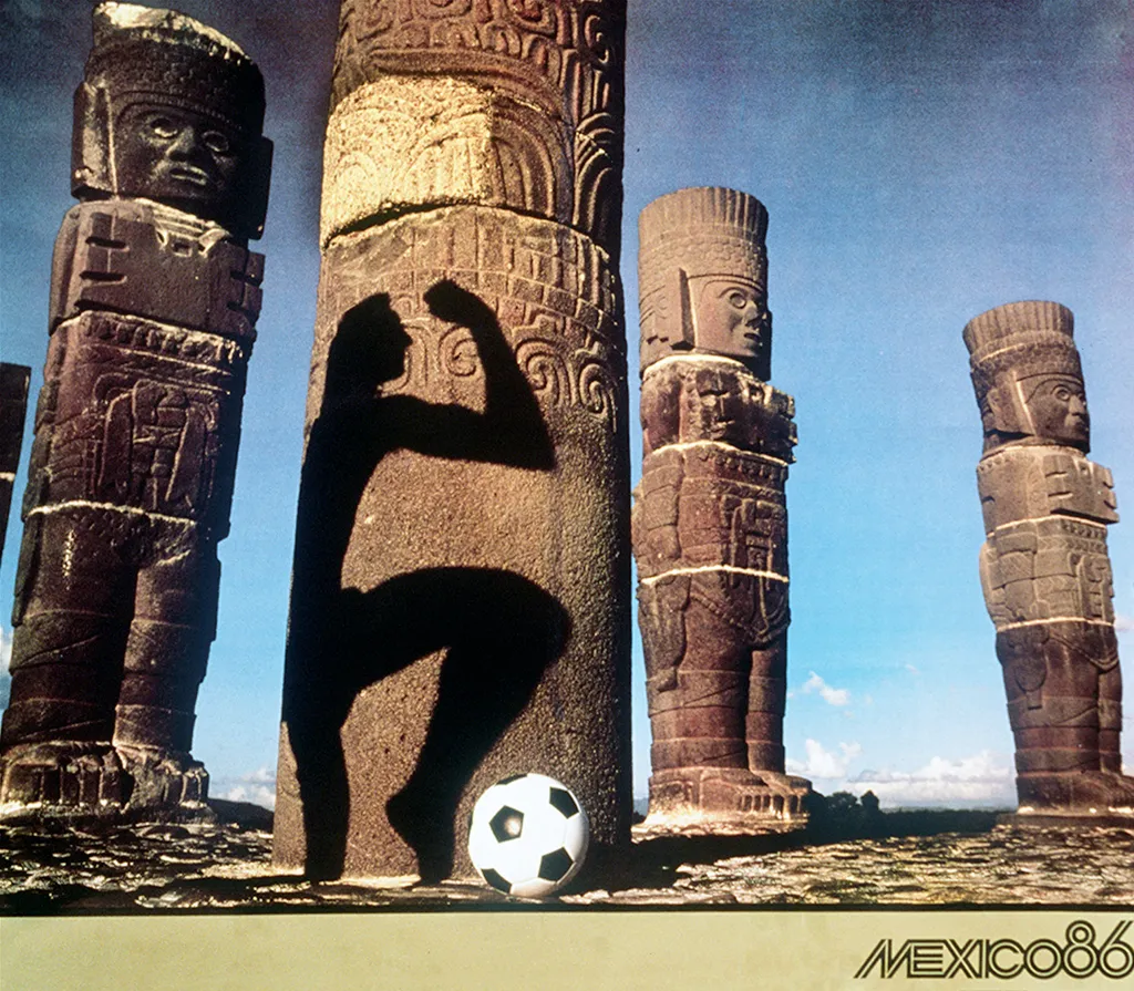 Labdarúgó-világbajnokság, labdarúgóvébé, futballvébé, labdarúgás, hivatalos plakát, poszter, 1986, Mexikó 