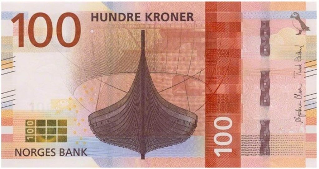 bankjegy, International Bank Note Society, IBNS, pénz, papírpénz, 2017, Norvégia, korona 