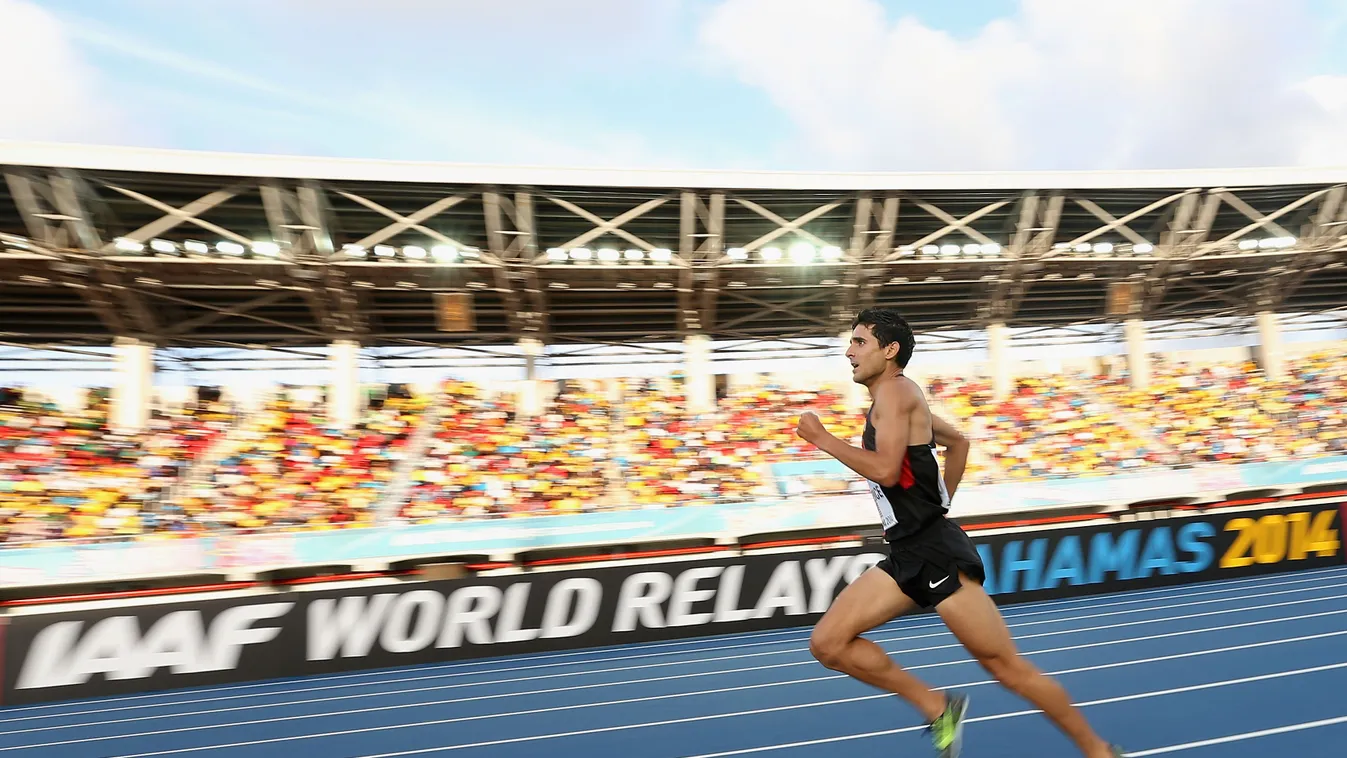 IAAF World Relays - Day 2 GettyImageRank2 Competition SPORT HORIZONTAL Full Length Track And Field USA Bahamas Day ADULT Men Relay David Torrence IAAF World Relays Thomas Robinson Stadium 