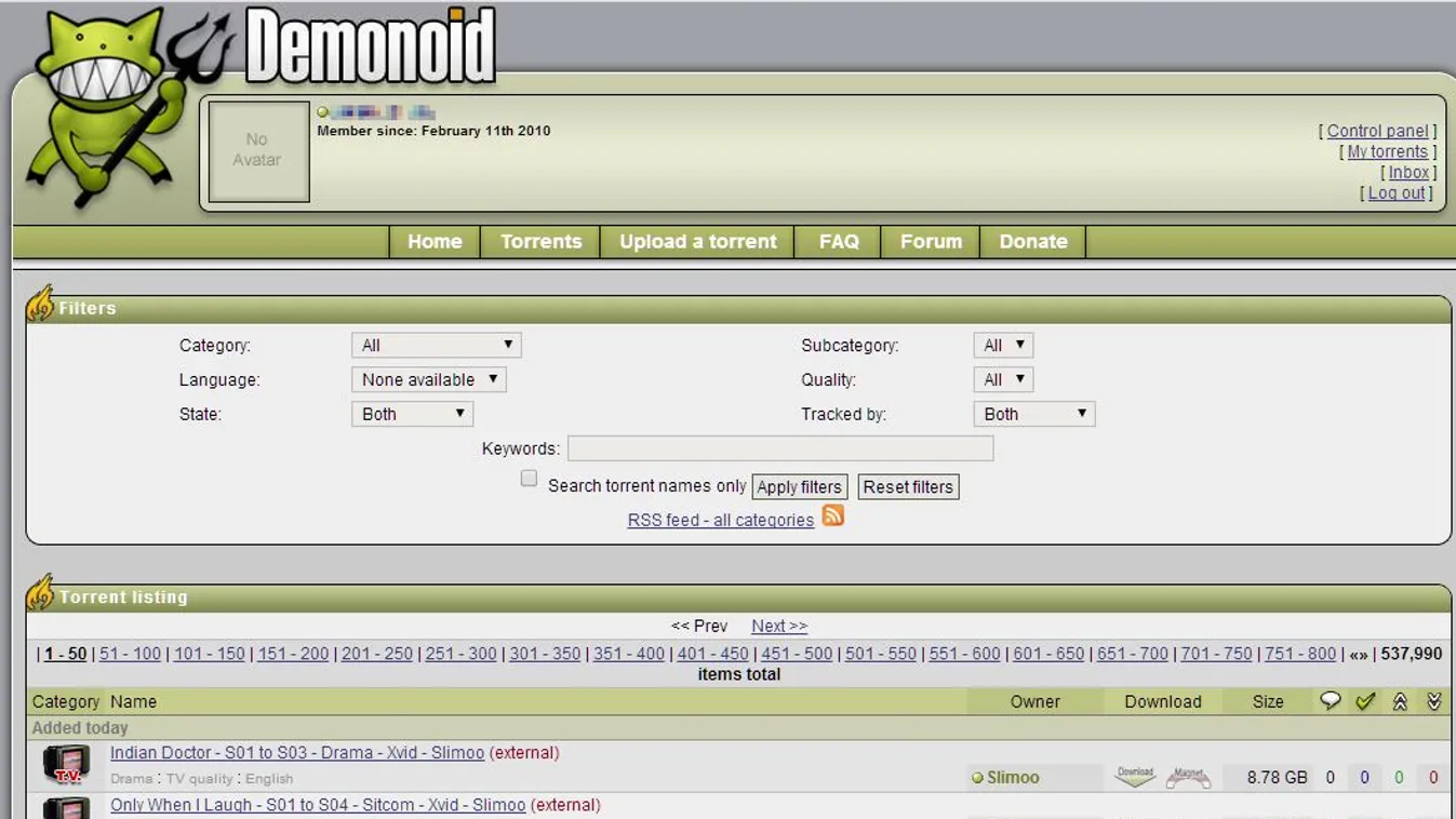 újraéledt a Demonoid torrent 