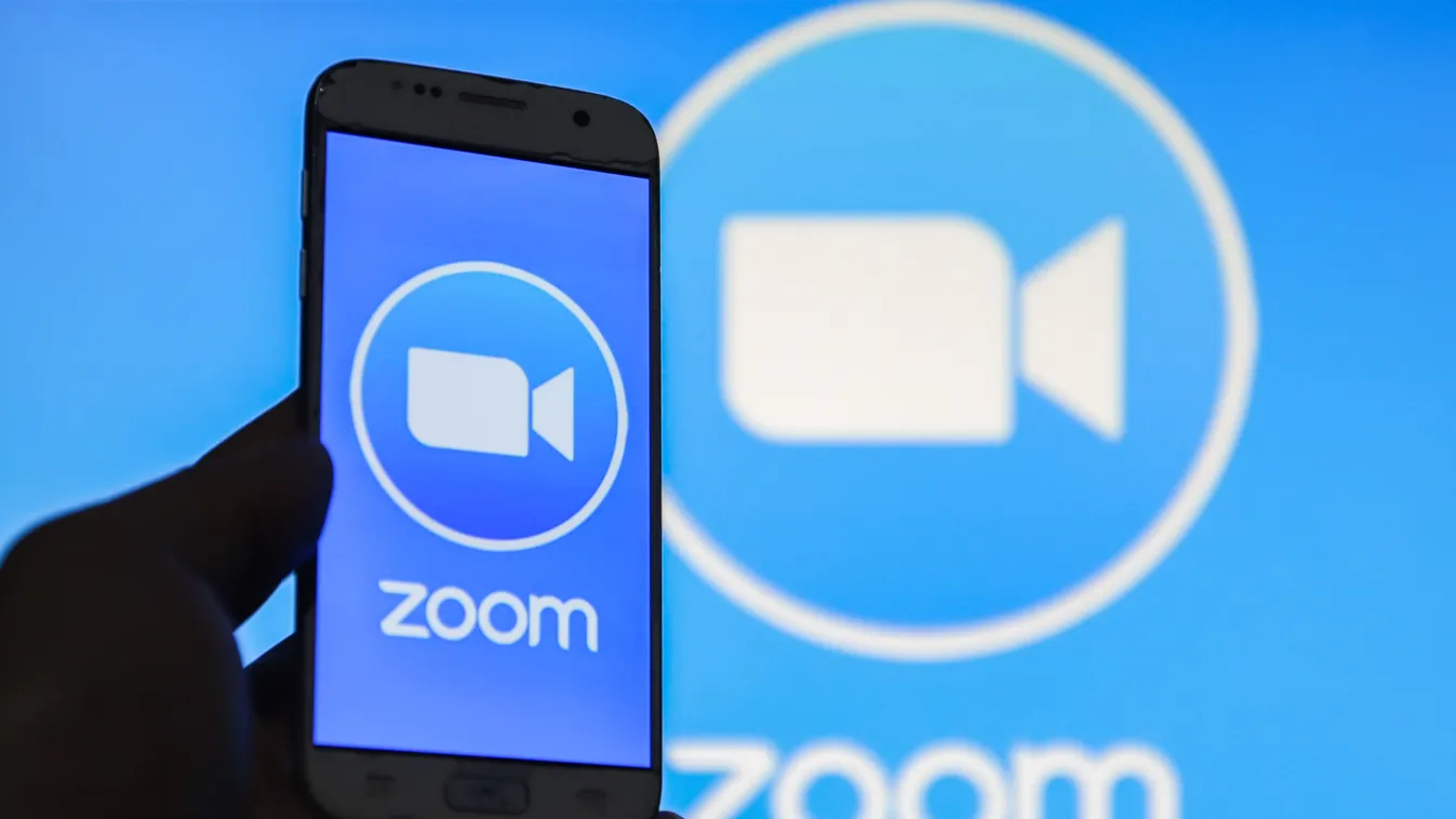 Zoom, logó, alkalmazás, telefon 
