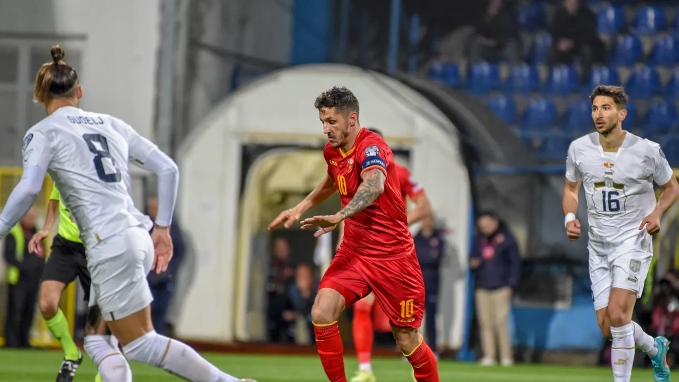 Montenegro v Serbia - UEFA EURO 2024 Qualifiers Serbia Montenegro Aleksandar Mitrovic UEFA EURO 2024 Qualifiers Horizontal FOOTBALL 