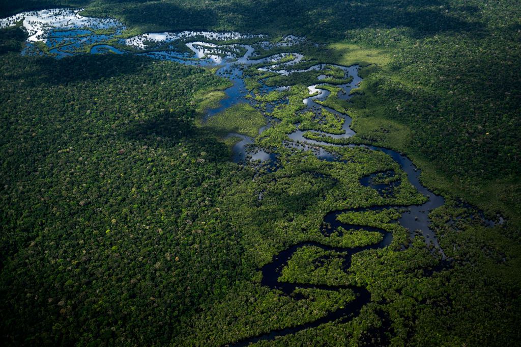 amazonas, folyó, drónfotó, légi felvétel 