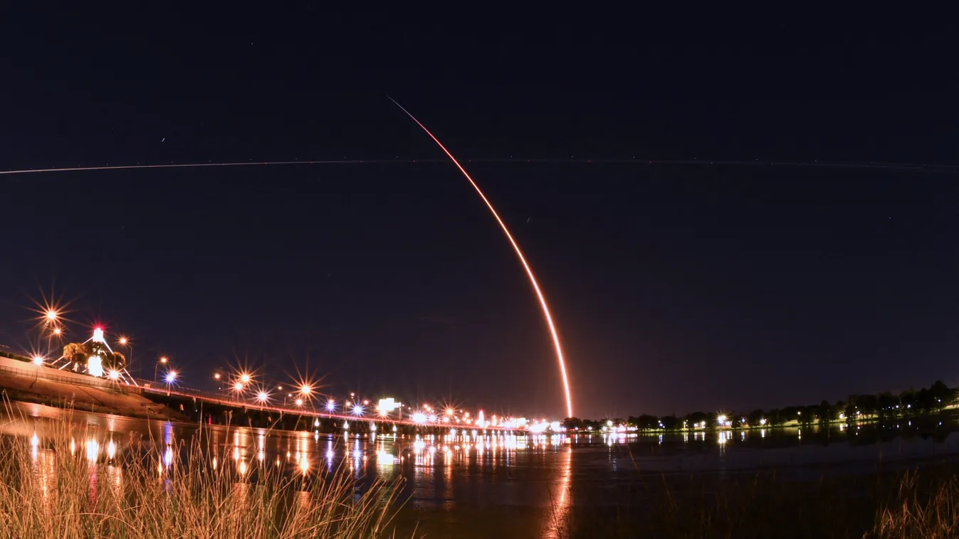 SpaceX Launches Resupply Mission To Space Station From Cape Canaveral Orlando Florida United States Kennedy Space Center SpaceX ISS cargo rocket launch pad 39A commercial resupply mission space CRS-29 long exposure Horizontal NASA INTERNATIONAL SPACE STAT