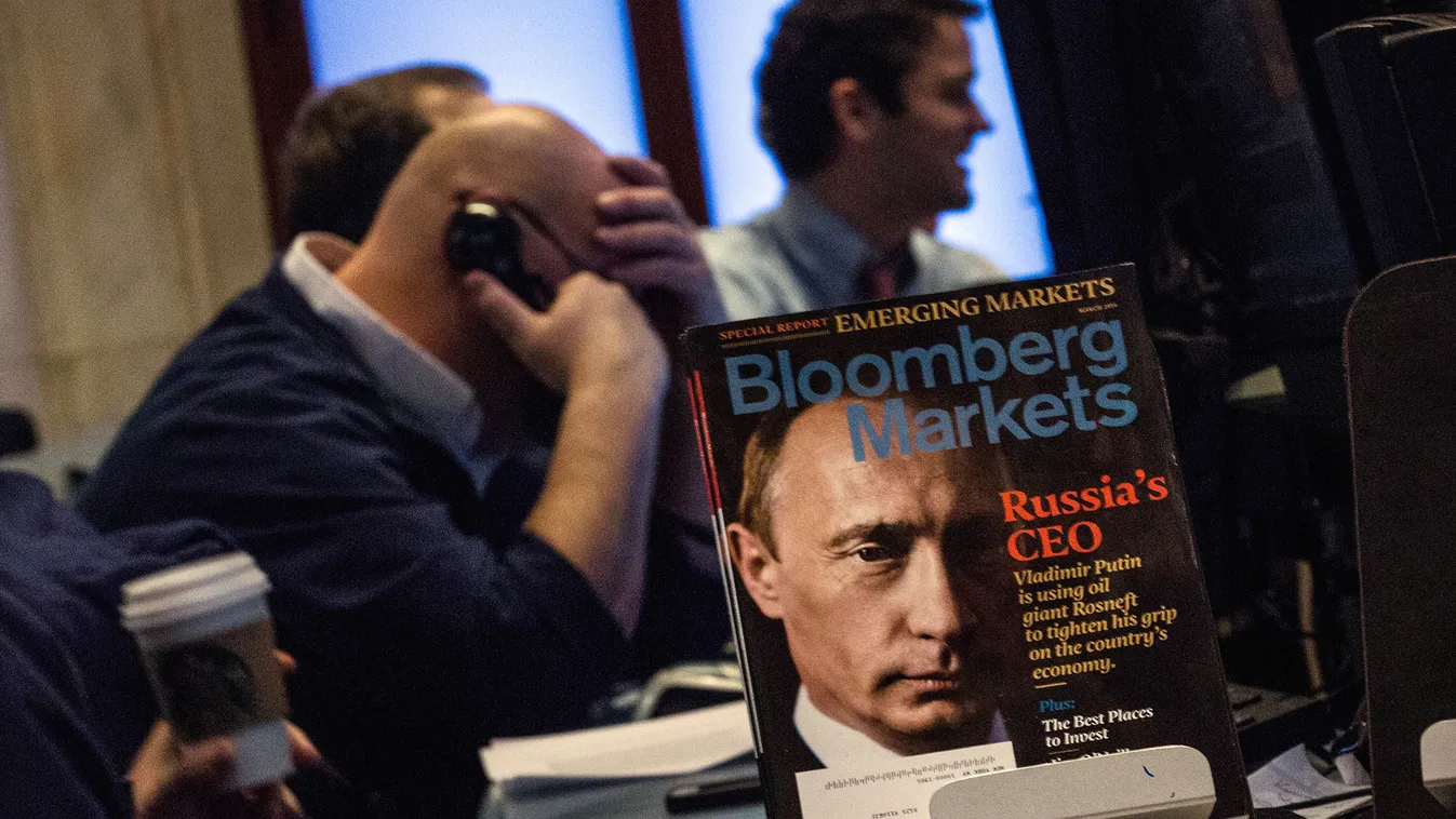 orosz gazdaság, oroszország, putyin, illusztráció, bloomberg magazin a new york-i tőzsdén 