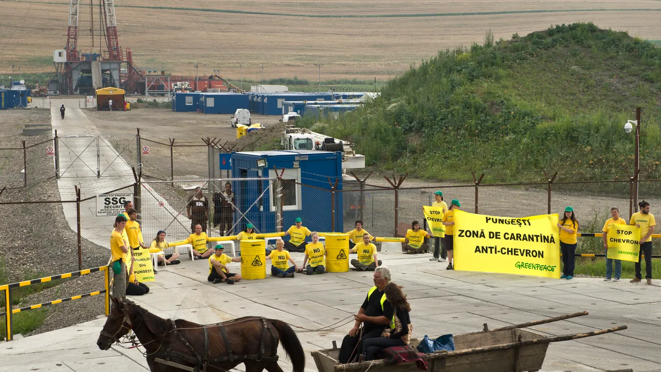Chevron, palagáz, kutatófúrás, Greenpeace, tiltakozás, Románia, Pungesti 