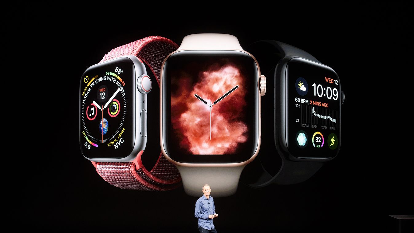 Horizontal Apple COO Jeff Williams discusses Apple Watch Series 4 during an event on September 12, 2018, in Cupertino, California.
New iPhones set to be unveiled Wednesday offer Apple a chance for fresh momentum in a sputtering smartphone market as the Ca