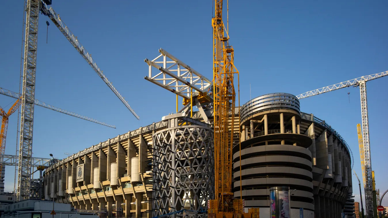 Renovation At The Stadium Santiago Bernabeu In Madrid modern stadium Renovation new stadium Santiago Bernabeu new leisure spaces degree scoreboard retractable roof Oscar Gonzalez NurPhoto Madrid world Spain SUMMER No People 