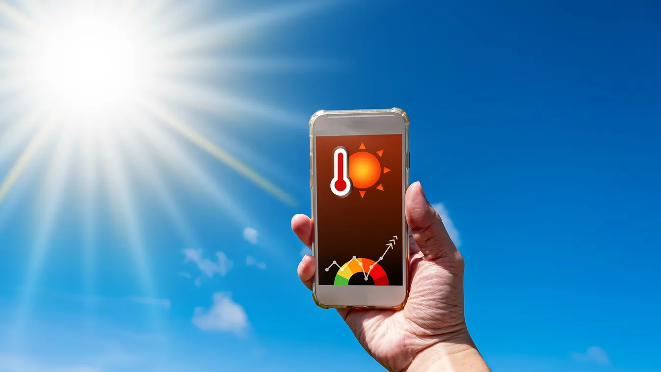 mobiltelefon, hőség, nyár, meleg, felforrósodik 