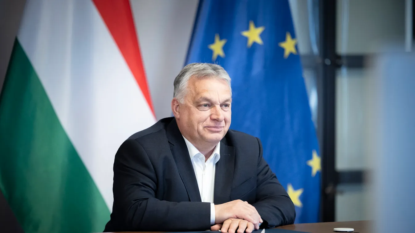 Orbán Viktor, 2023.03.21., uniós csúcstalálkozó, előkészítő videókonferencia, Charles Michel,  Európai Tanács elnöke, 
