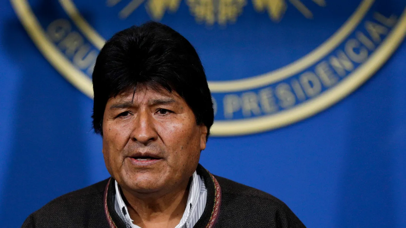 MORALES, Evo La Paz, 2019. november 10.
Evo Morales hivatalban levő bolíviai elnök sajótájékoztatót tart La Pazban 2019. november 10-én, ahol bejelentette a választások megismétlését és egy új választási bizottság felállítását. A döntést Morales az Amerik