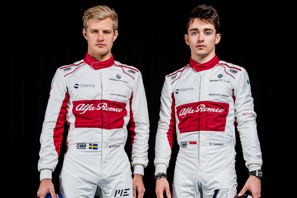 Forma-1, Marcus Ericsson, Charles Leclerc, Alfa Romeo Sauber F1 Team bemutató 