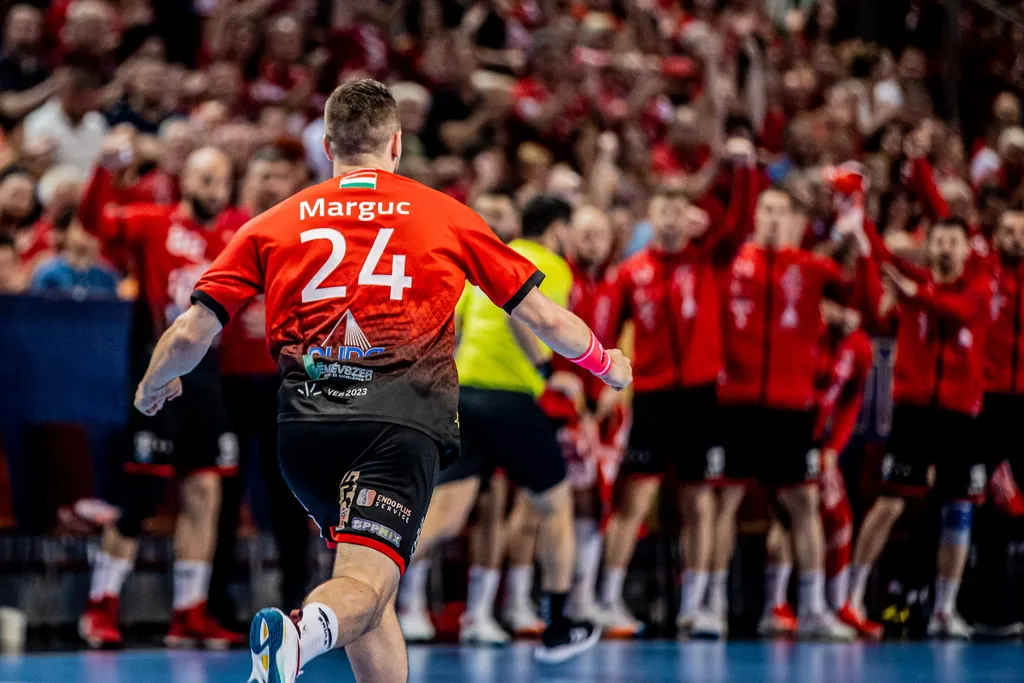 Telekom Veszprém–Aalborg HB (dán)  férfi kézilabda, Bajnokok Ligája negyeddöntő, első mérkőzés, 2022.05.12. Gasper Marguc 