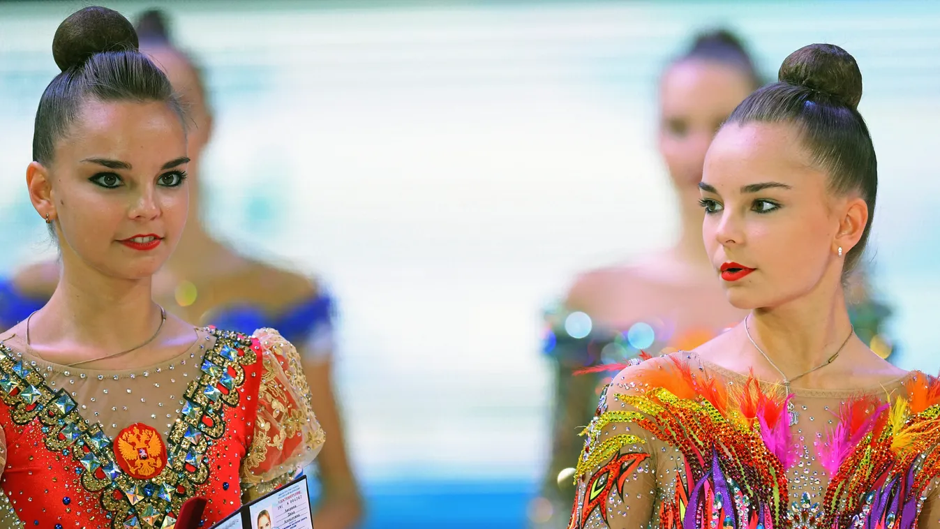 Rhythmic gymnastics. 2018 FIG World Challenge Cup Kazan. Day three sisters sister conferring title landscape Horizontal 