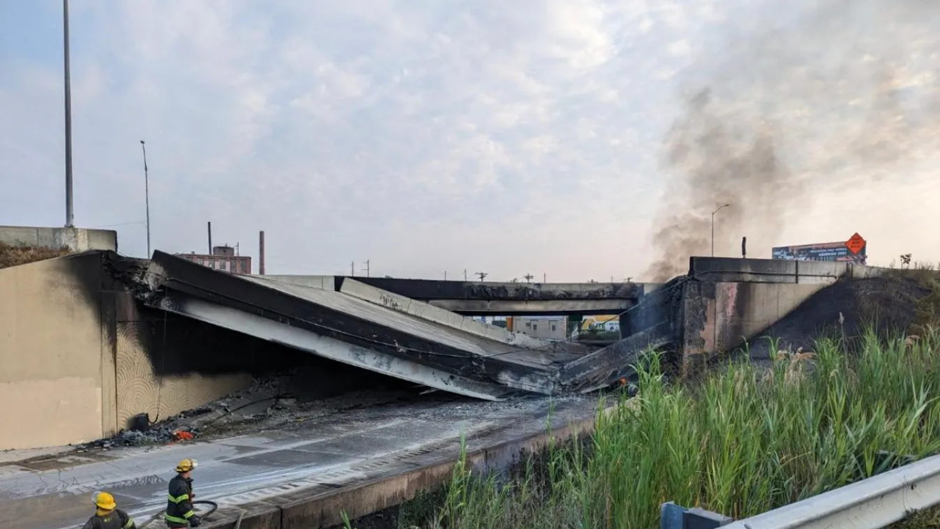 híd, összeomlás, philadelphiai I-95 autópálya összeomlása, Philadelphia, 2023 