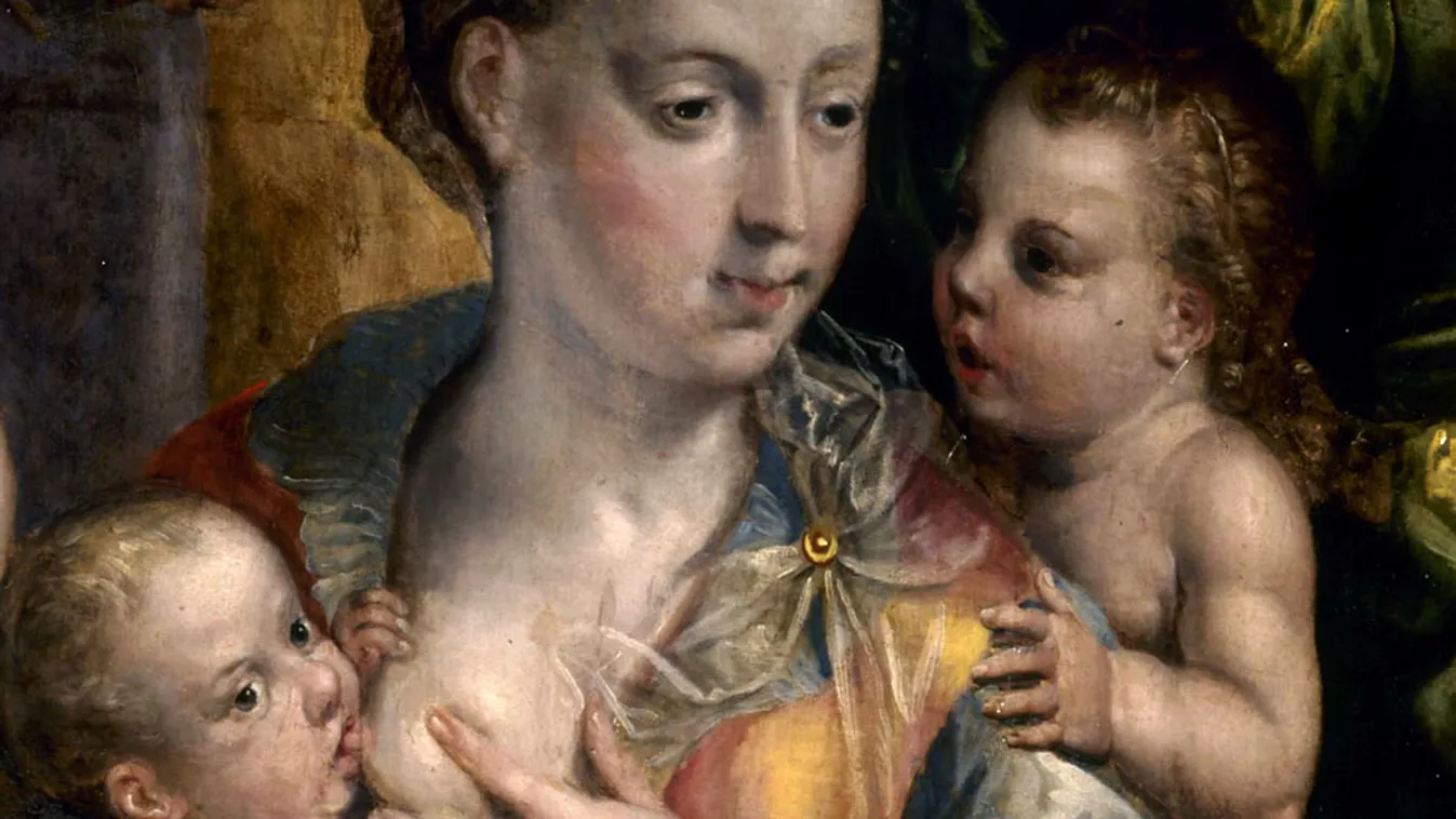 Testnedvek gasztronómiája, szoptatzás, anyatej, Maerten de Vos festményének részlete 