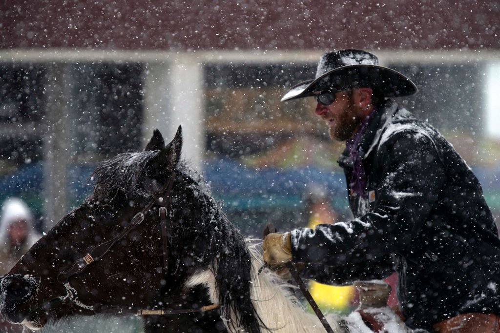 Sí rodeó  lifestyle TOPSHOTS Horizontal A rider and his horse break out from the start line while competing in the 74th annual Leadville Ski Joring weekend competition on March 6, 2022 in Leadville, 