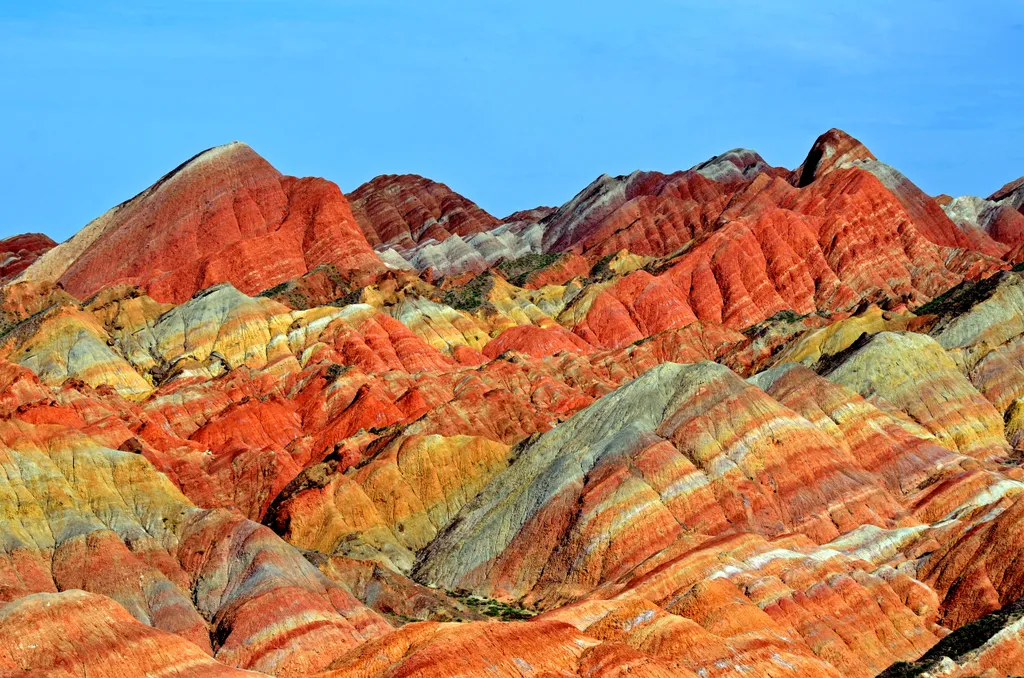 Zjangye Danxia hegy, kína, színes 