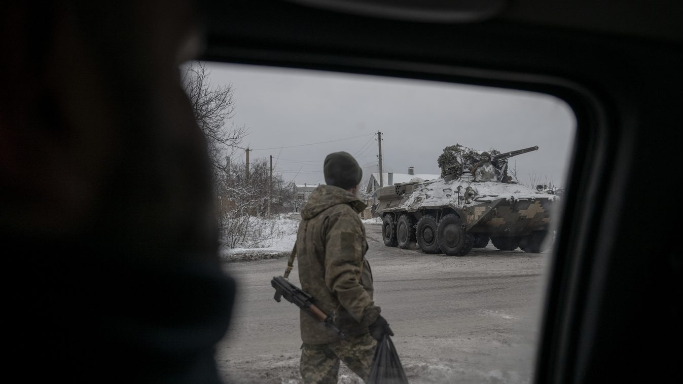 Ukrajna, orosz-ukrán háború, háború, 2023.11.23.  Traces of war in Ukraine's Kupyansk ghıst city,ghost town,snow,snowy,Ukraine,Ukrainian,war,winter Horizontal 