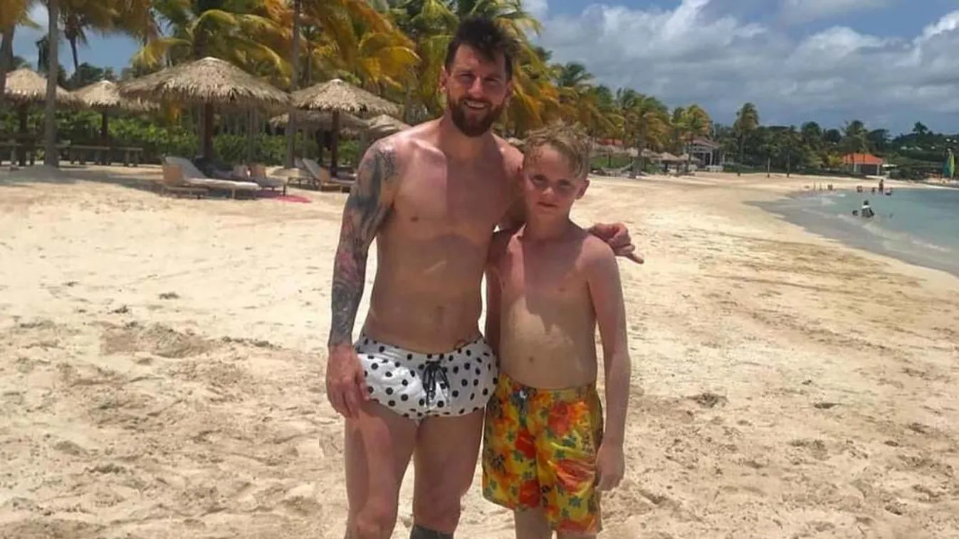 Messi, strand, kisfiú 