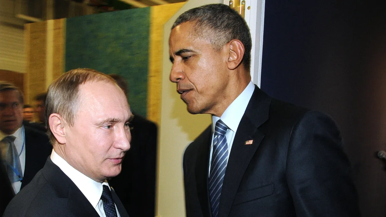 VERTICAL Paris Climate Conference SQUARE FORMAT 2748933 11/30/2015 Presidents Vladimir Putin (left) of Russia and Barack Obama (center) of the United States taking part in the 2015 Paris Climate Conference - United Nations Framework Convention on Climate 