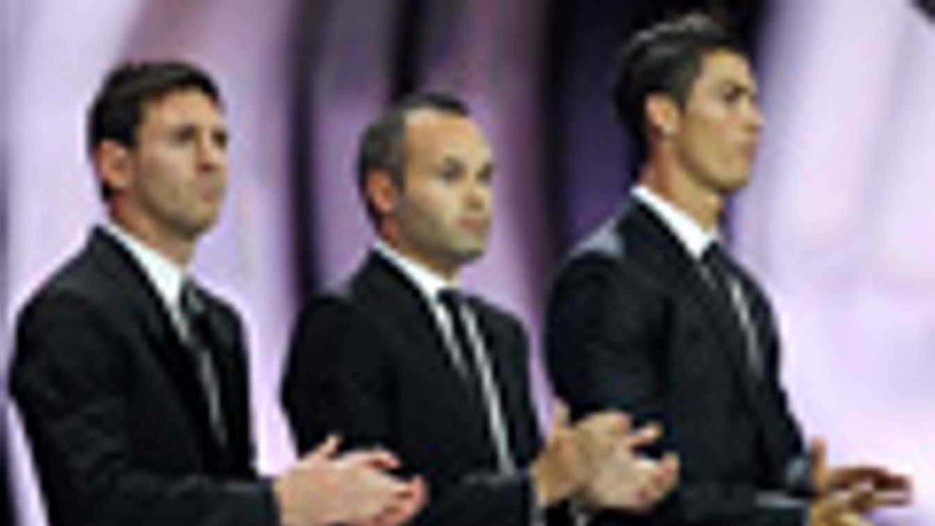 aranylabda-esélyesek, Lionel Messi, Andre Iniesta, Cristiano Ronaldo