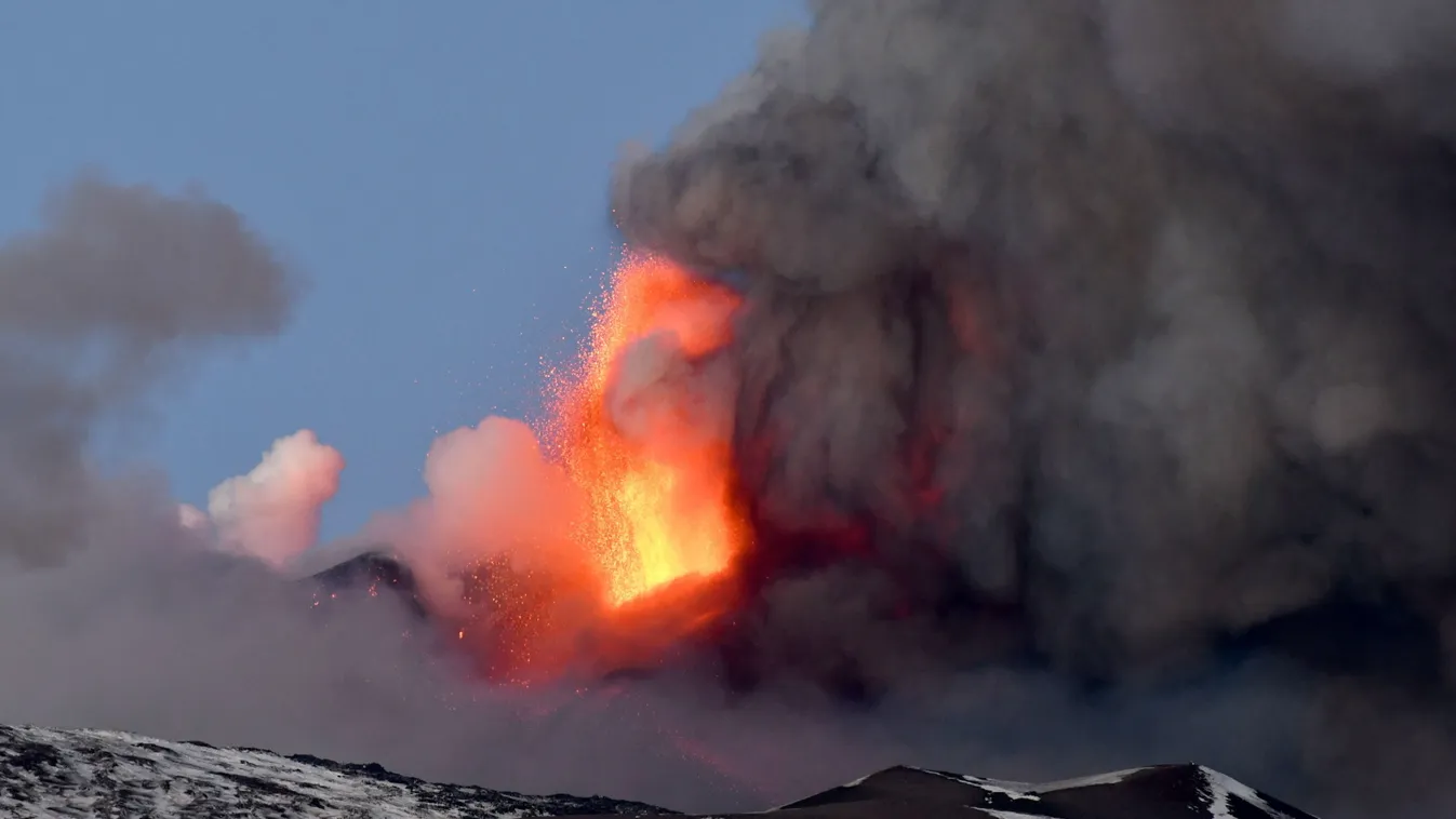 Etna, vulkán, vulkánkitörés, Olaszország 