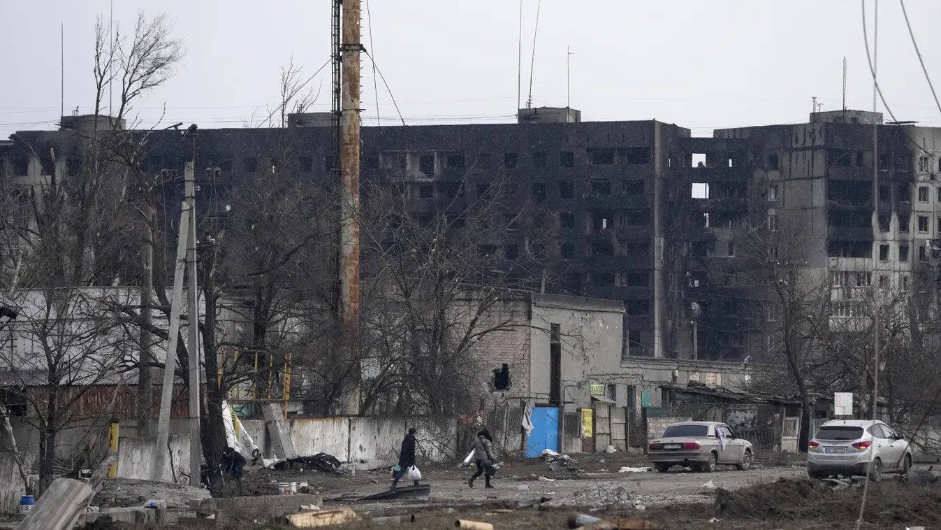 Ukrán válság 2022, orosz, ukrán, háború, Ukrajna, Mariupol, kiégett épület, lakóház, romok, romos, rom 