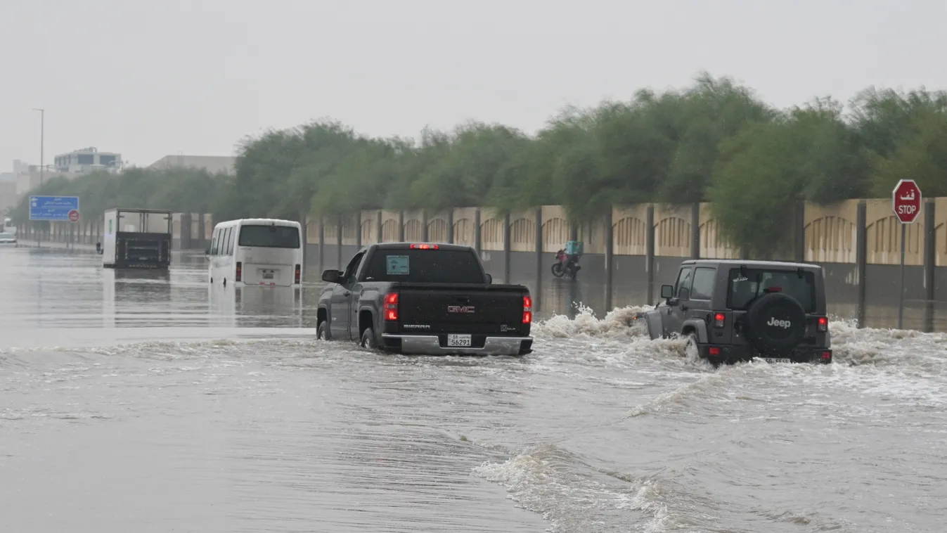 eső, esőzés, áradás, Kuvait, Kuvaitváros 