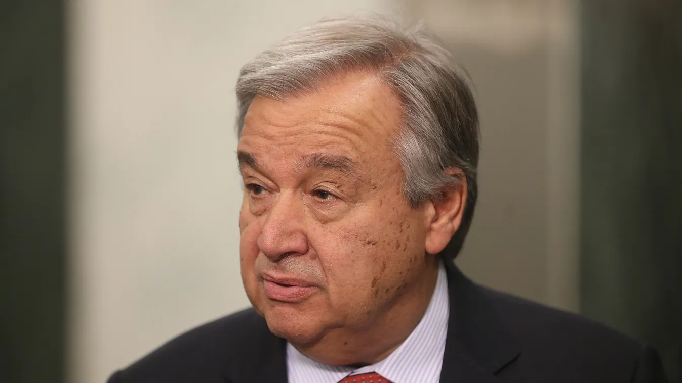 Guterres press conference with Turkish Cypriot and Greek Cypriot leaders in New York New York USA United States MANHATTAN United Nations Headquarters 