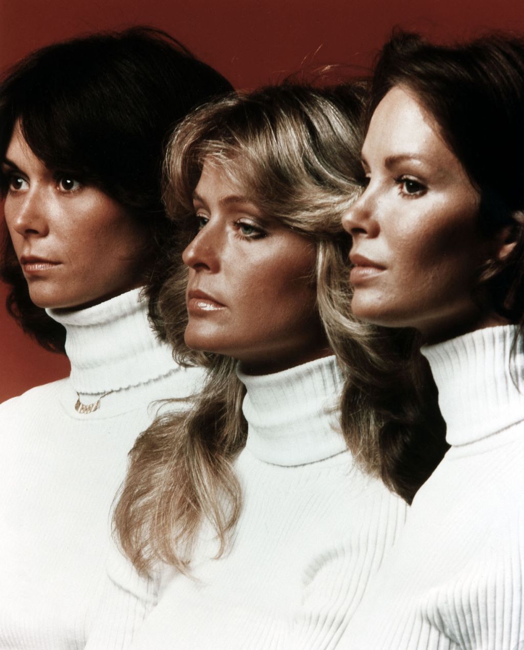 Charlie's Angels (TV) The Alley Cats Cinema USA television series three women white turtle neck profil Square Vertical PORTRAIT 
