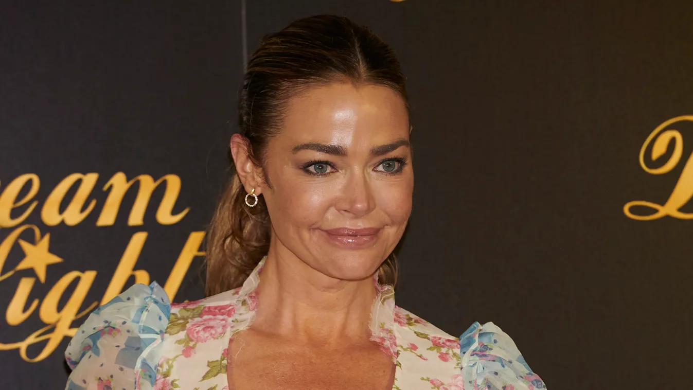 ''Glow &amp; Darkness'' Madrid Photocall IDSOK 'Glow and Darkness' presentation photocall Denise Richards Westin Palace Hotel October 26 2020 Madrid Darkness' presentation photocall Glow Carlos Dafonte NurPhoto Hair person human face fashion accessory smi