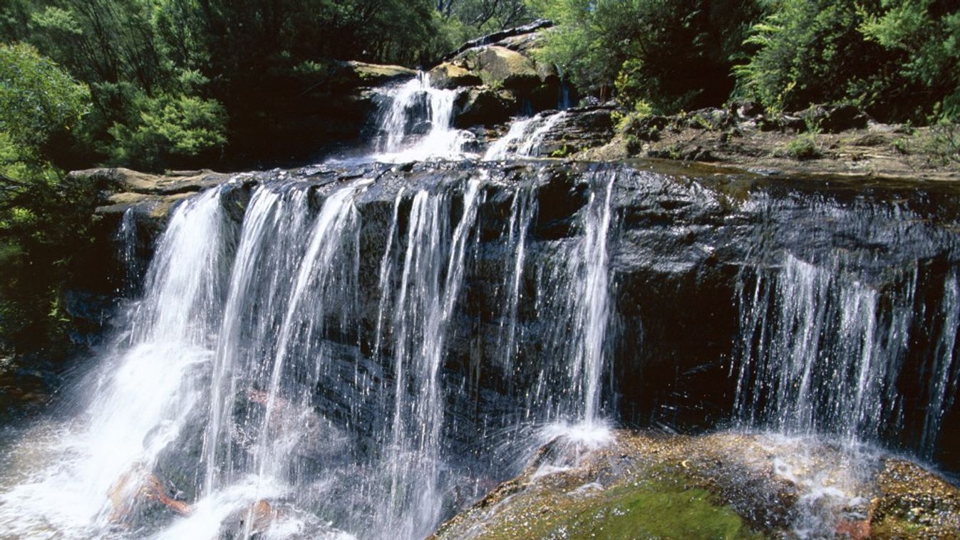 Wentworth Falls, Blue Mountains, New South Wales (NSW), Australia, Pacific landscapes natural world nature New South Wales nobody NSW outdoors Pacific scenics surface processes travel travel destinations waterfalls australian falls outside Horizontal AUST