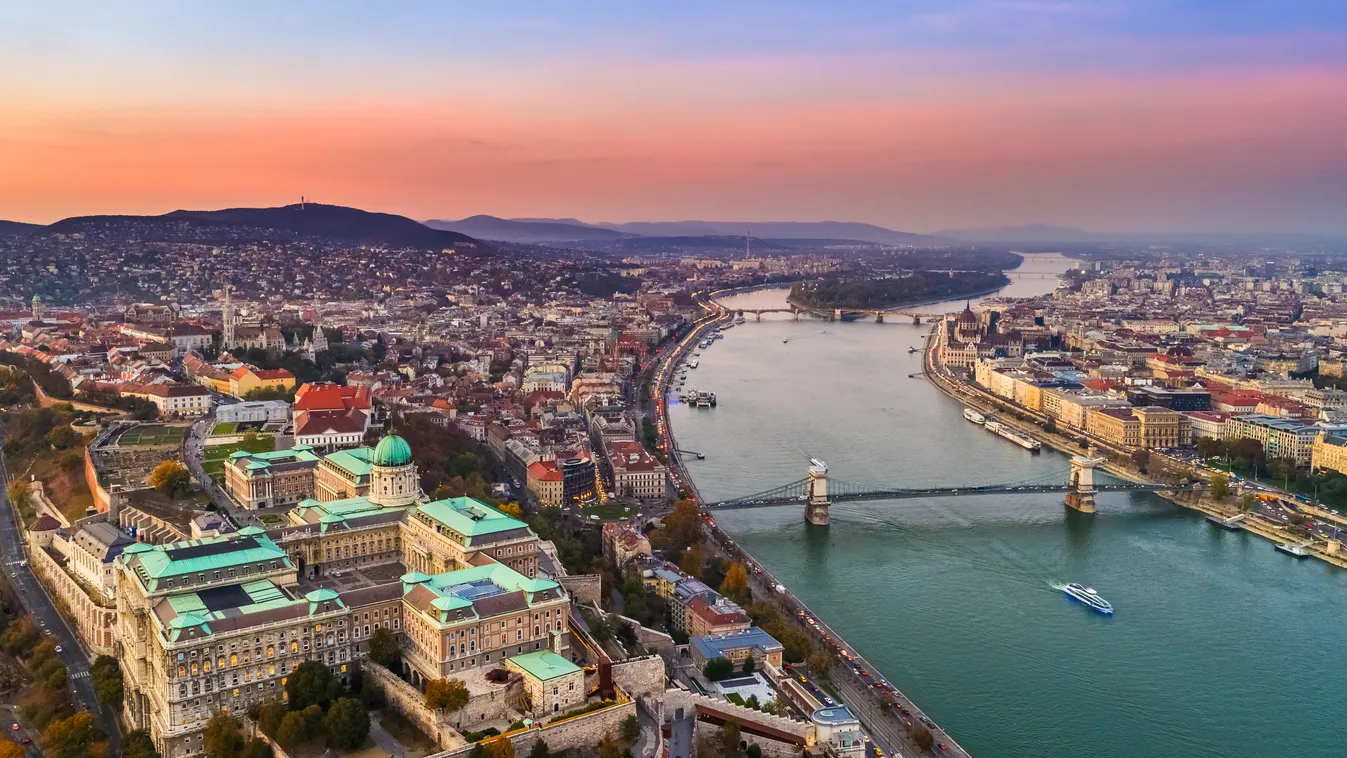 Budapest, panoráma, drón, látkép 